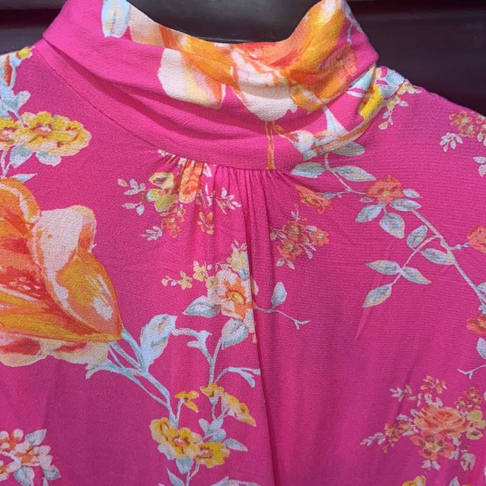 Free People Lollipop pink floral top or short dress. New w/Tags - Picture 6 of 8